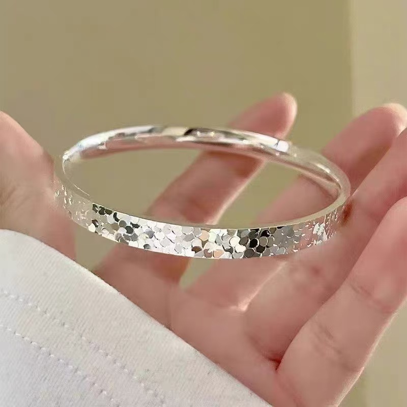 足银手镯 B30足银手镯碎碎冰闭口经典爆闪系列实心简约轻奢