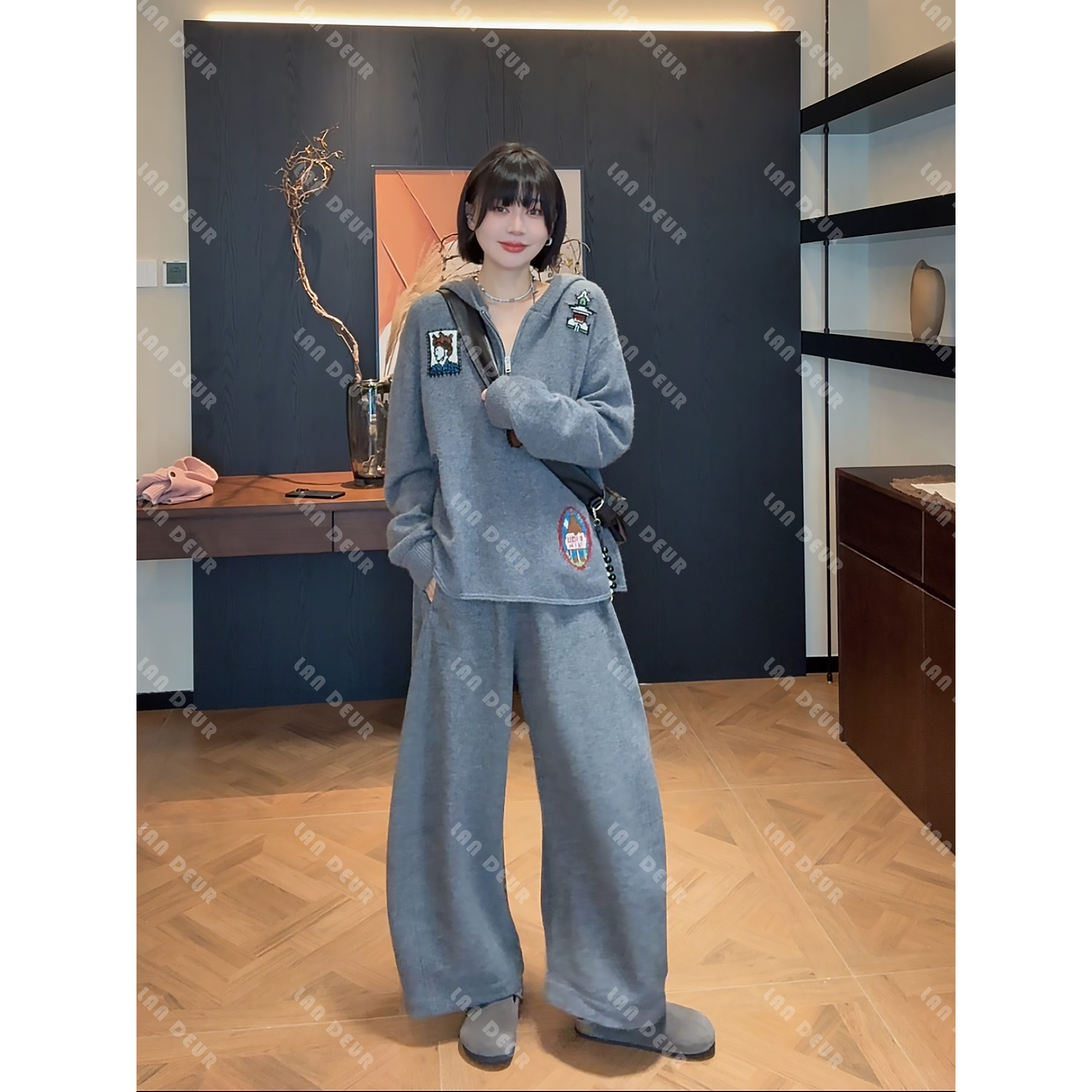 JIUJIU【舒朗漫步】时尚百搭气质休闲慵懒风宽松扩秋季休闲阔腿裤女