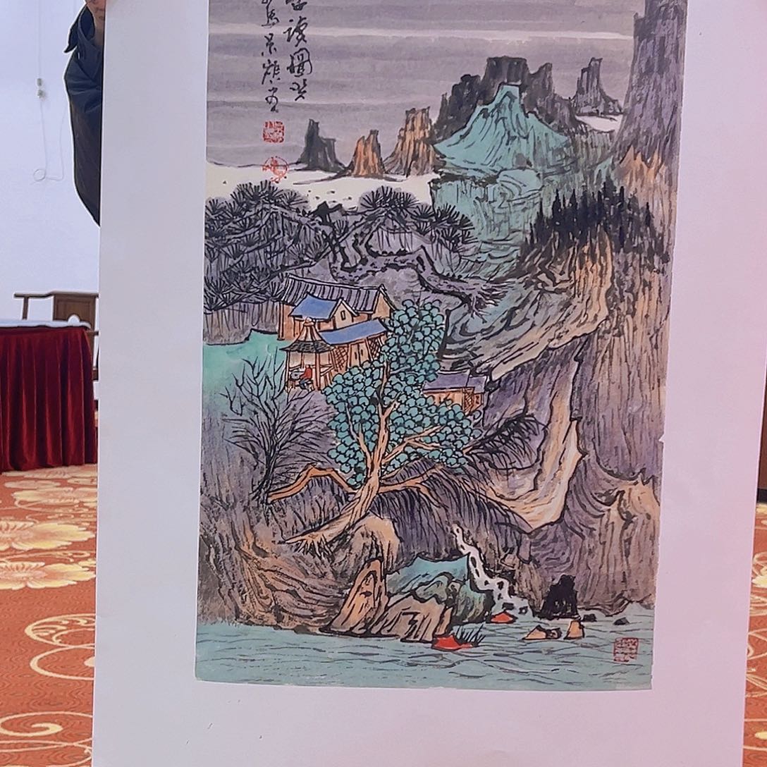 国画马景岭预展原作带授权视频合影证书