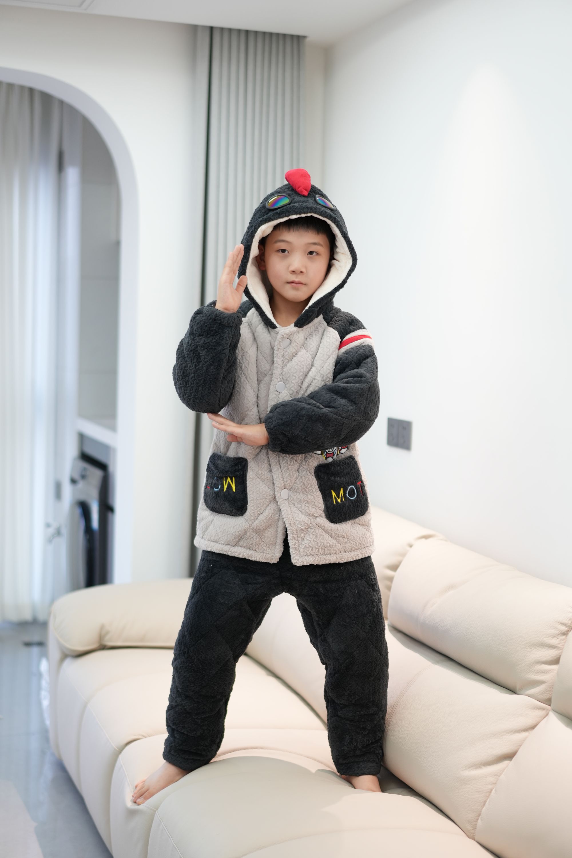 男中童奥特曼卡通家居服套装加厚保暖舒适