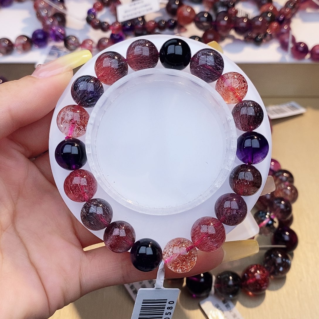 未镶嵌手链水晶黑加仑超七11+