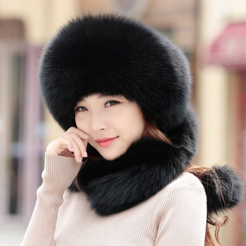 （孤品捡漏）帽子女冬季狐狸毛秋冬冬天围巾帽护耳皮毛围脖兔毛帽子