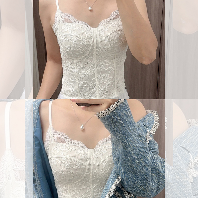 保暖背心女款秋冬2025流行美背法式内穿白色吊带胸垫低胸鱼骨胸衣