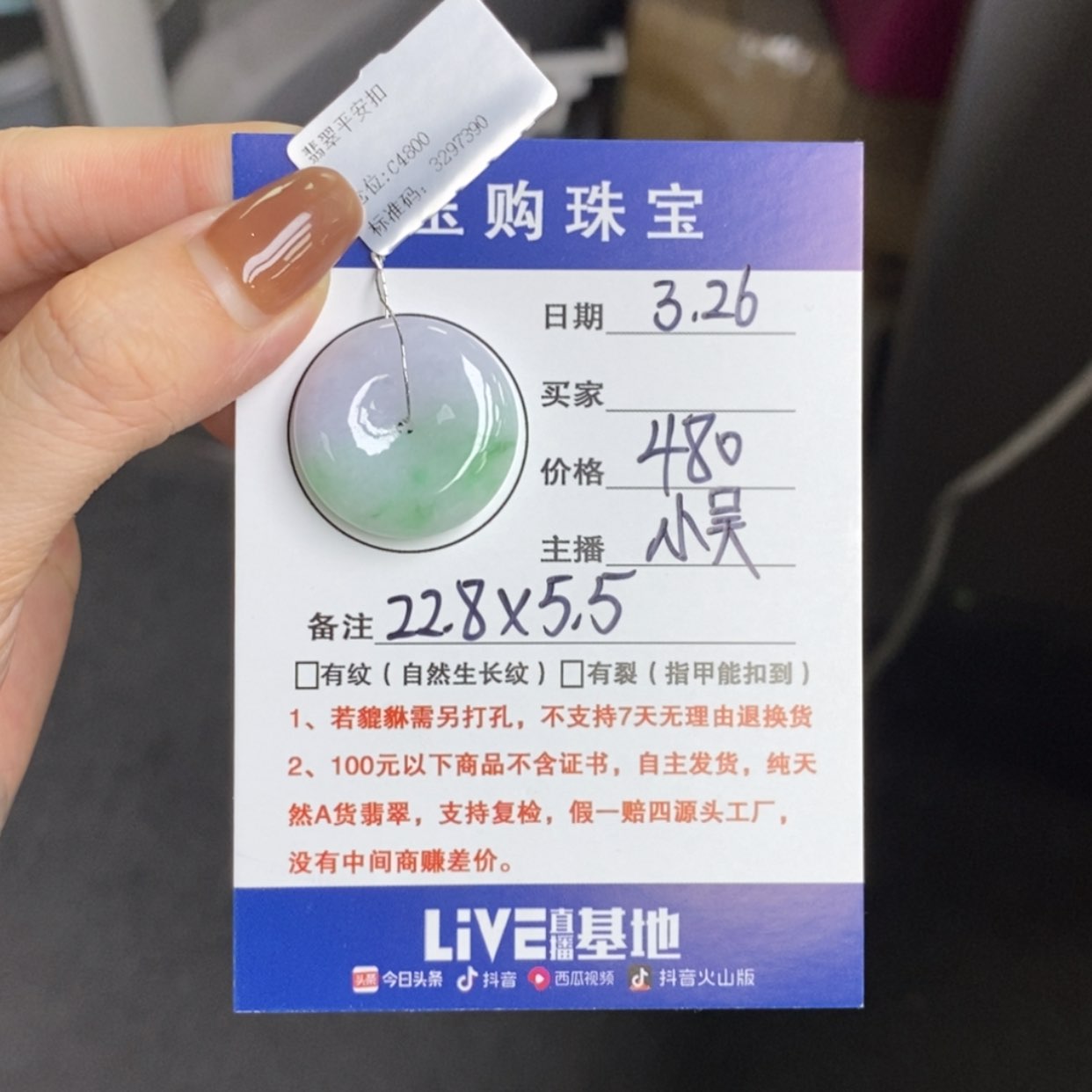 【闪购商品】翡翠未镶嵌颈饰吃****?平安扣