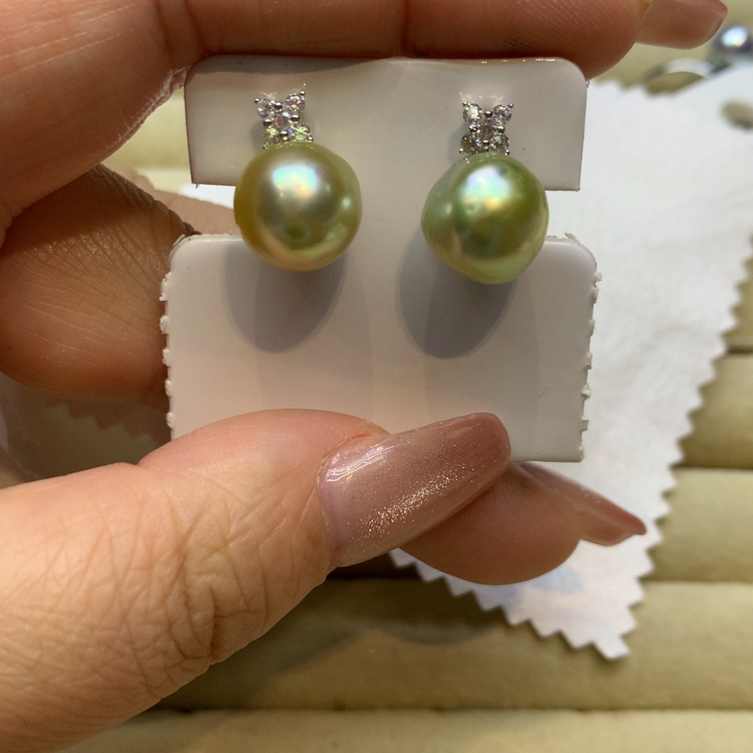 银S925镶嵌耳饰海水珍珠