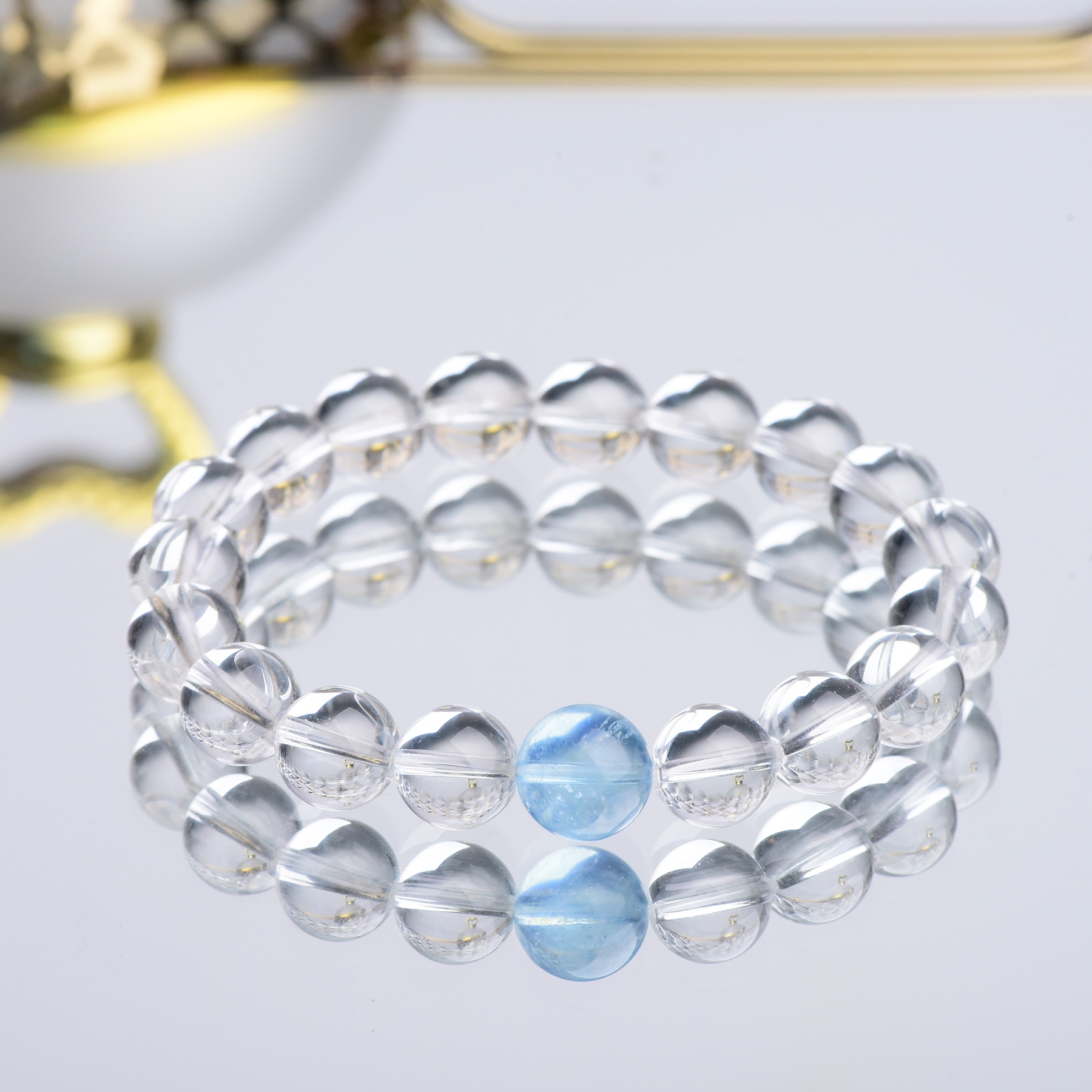  【露思同款】 天然水晶双a全净体白水晶魔鬼蓝海蓝宝多样性发其一