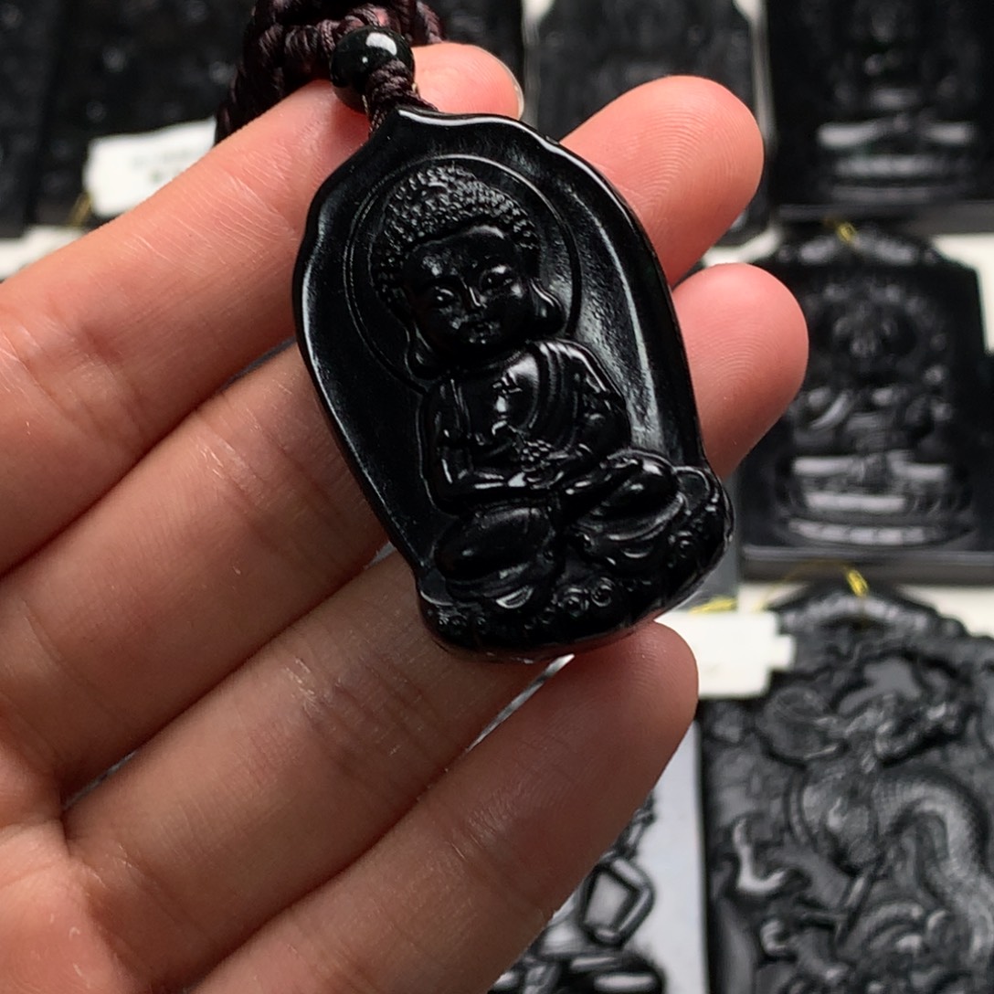 翡翠未镶嵌颈饰天然a货钢琴黑挂件