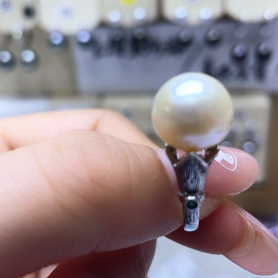 海水珍珠戒指银S925镶嵌