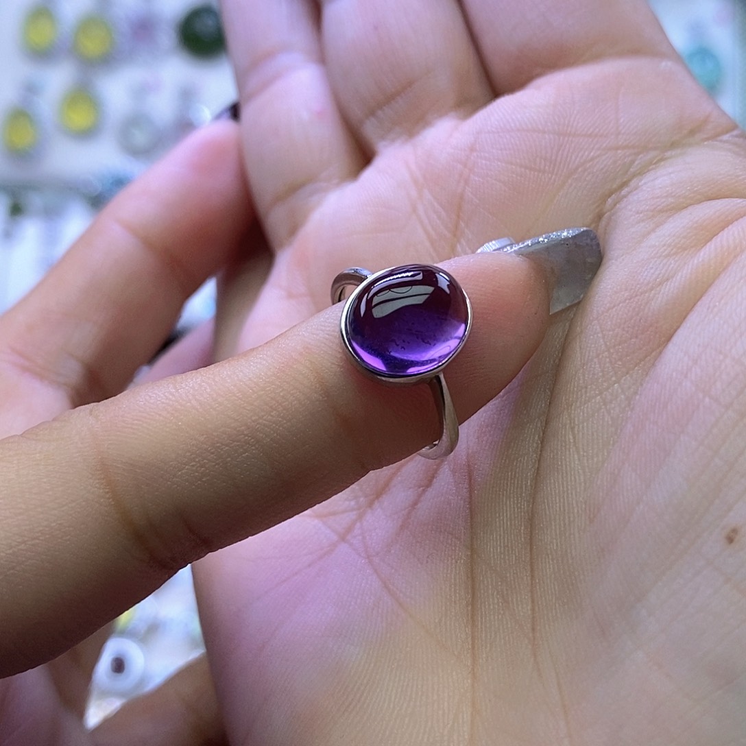 小***妖紫晶戒指银S925镶嵌