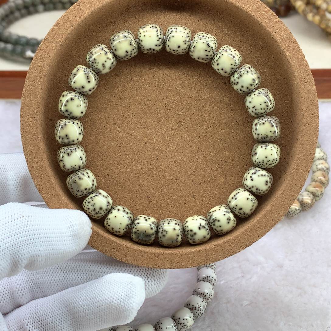 星月菩提手串星月菩提双留白10*9石玉大留白