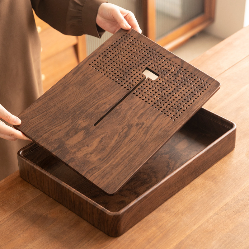 竹制茶盘家用小号托盘长方形干泡盘茶托沥水放茶杯茶台储水式茶盘