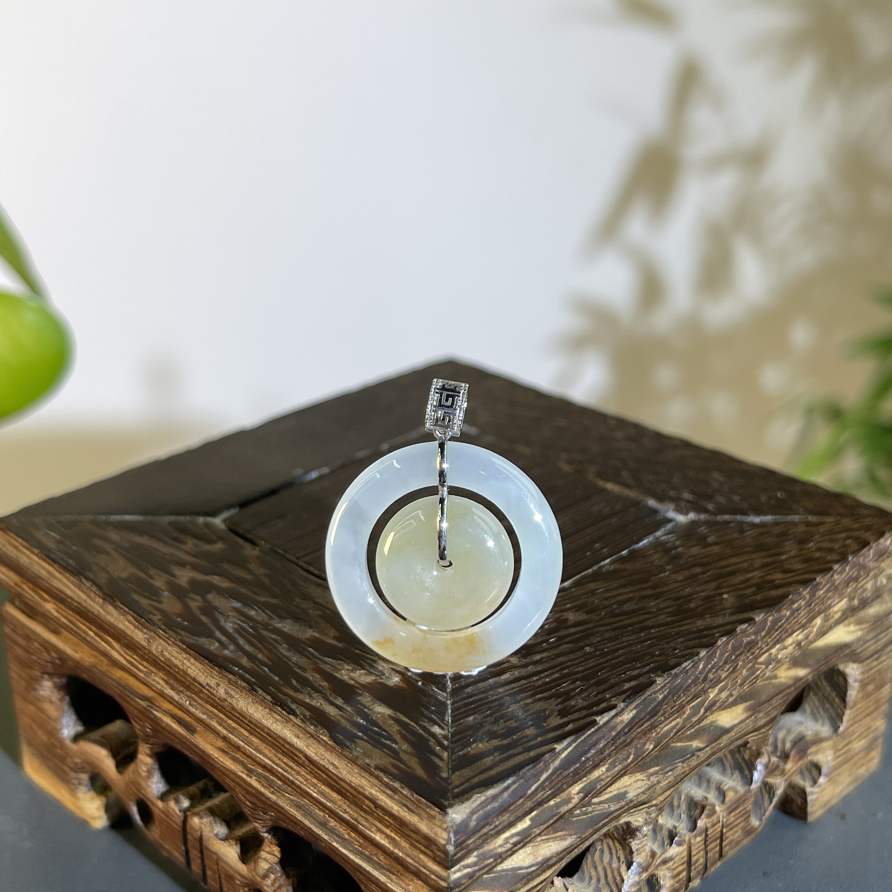 JCB22-87 天然缅甸A货翡翠 18K金子母扣