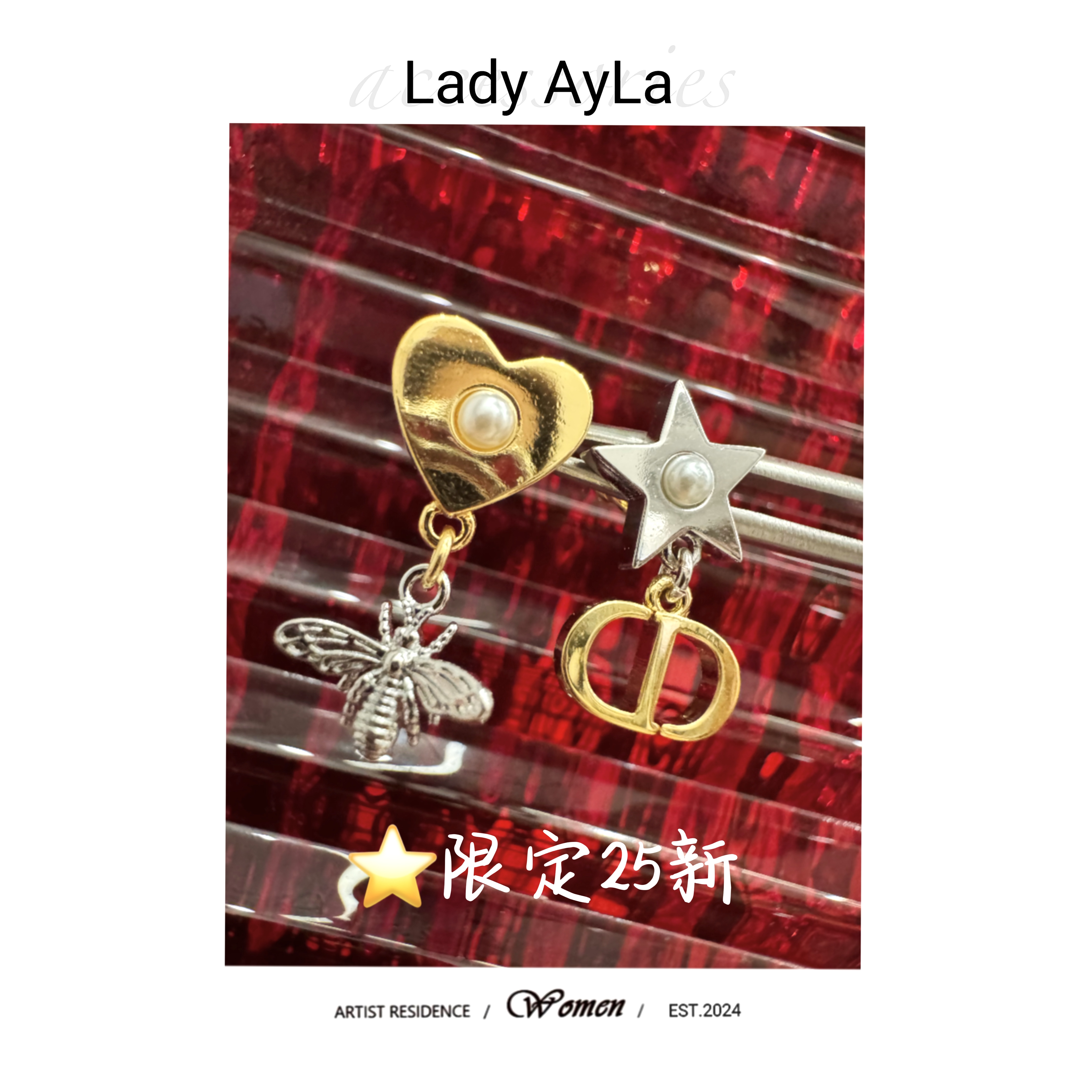 925银仿珍珠耳饰 CD蜜蜂轻奢时尚耳钉AL1242