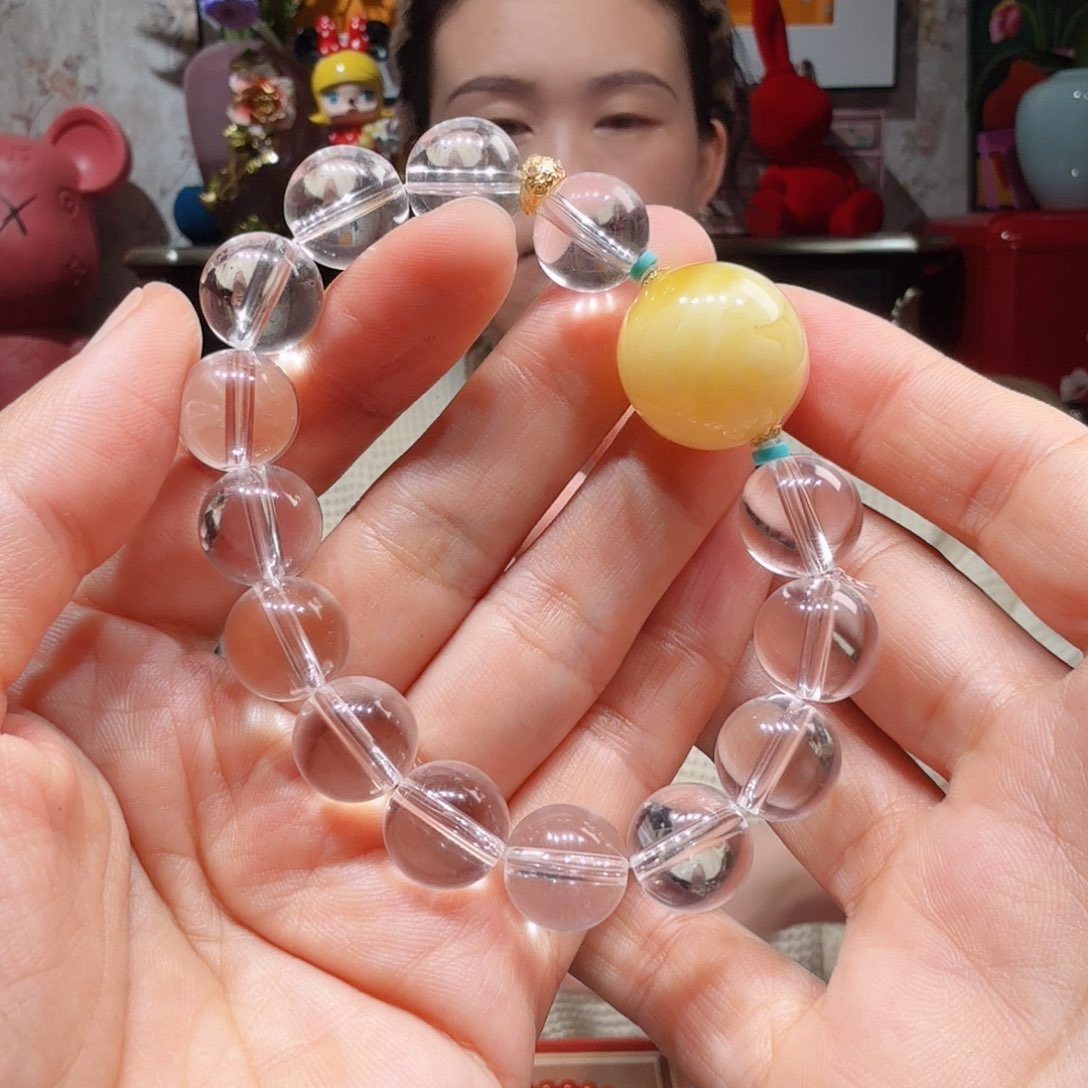 水晶手链18K金镶嵌手串