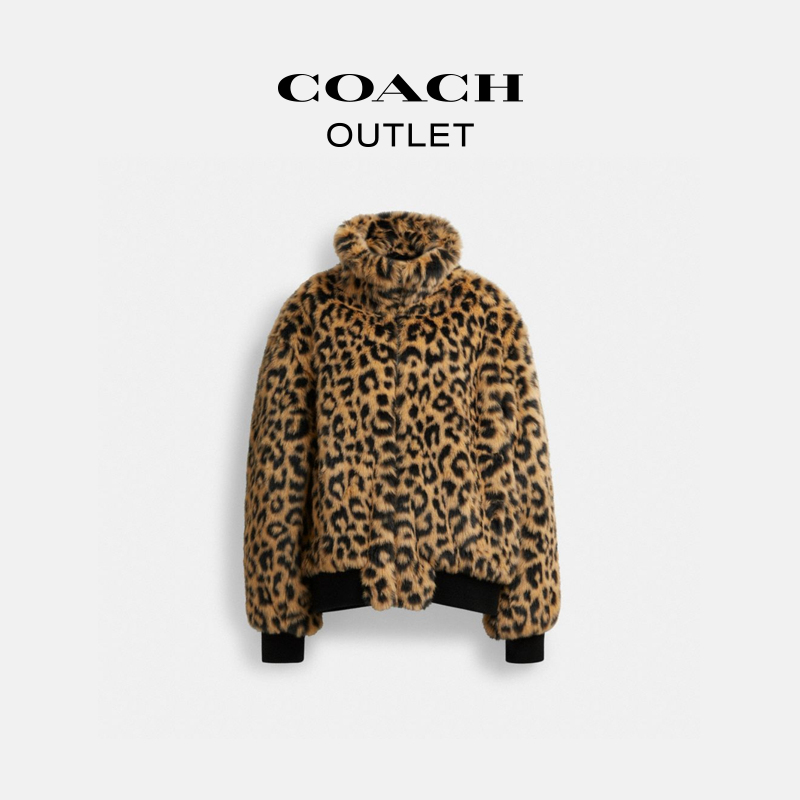 【奕心奕意】COACH/蔻驰奥莱 印花仿皮草夹克