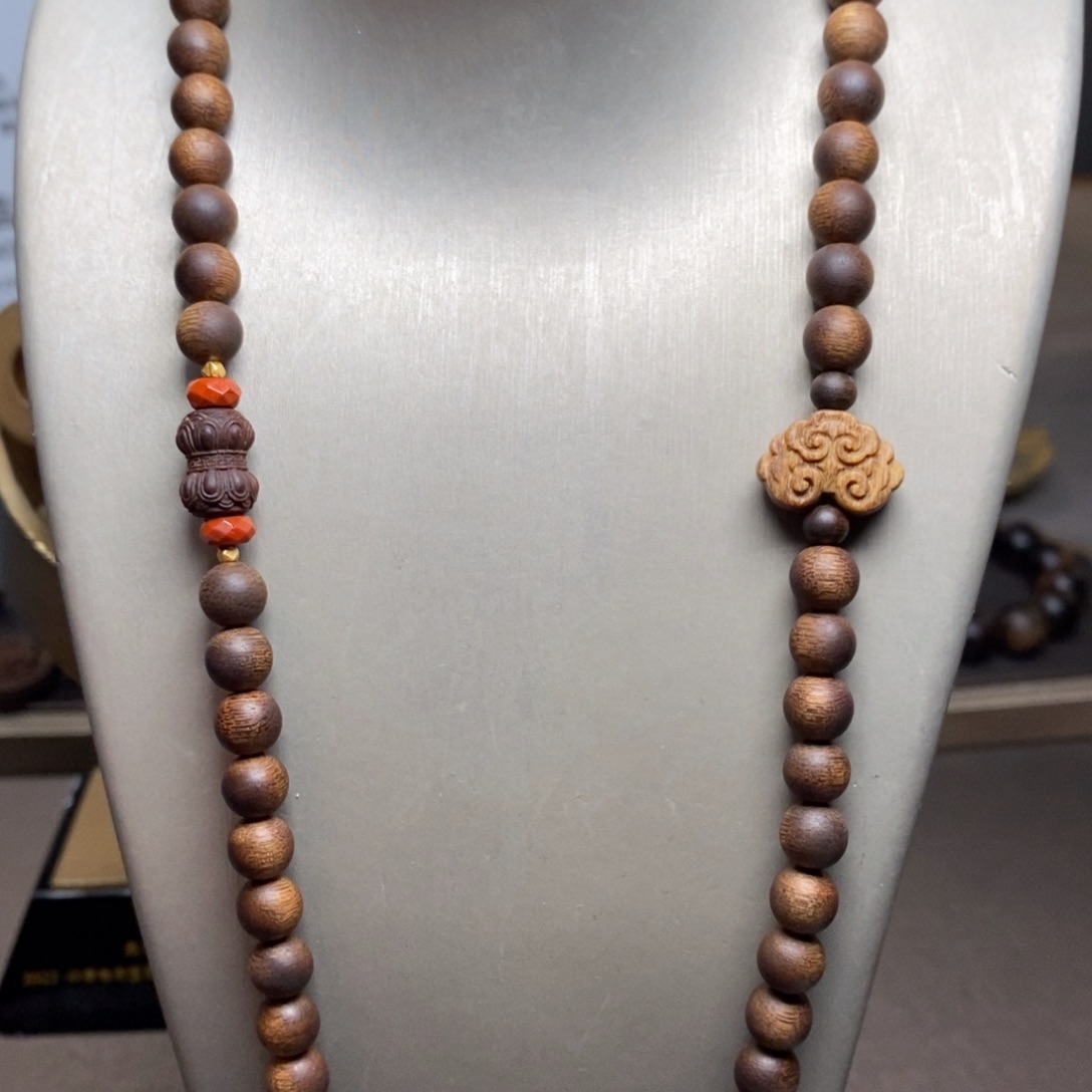 手串沉香越南芽庄白棋楠天花板0.8+莲花沉香木雕配饰