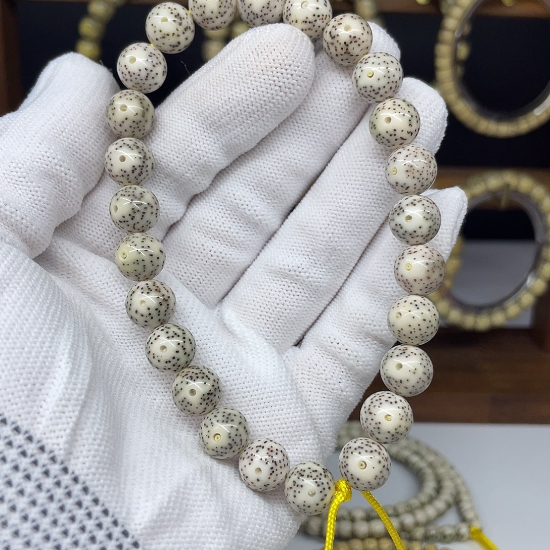 星月菩提吊坠10圆珠，骨瓷白月朗星稀