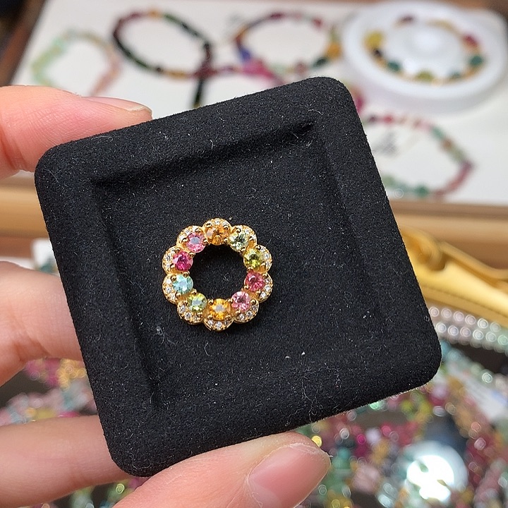 颈饰银S925镶嵌碧玺