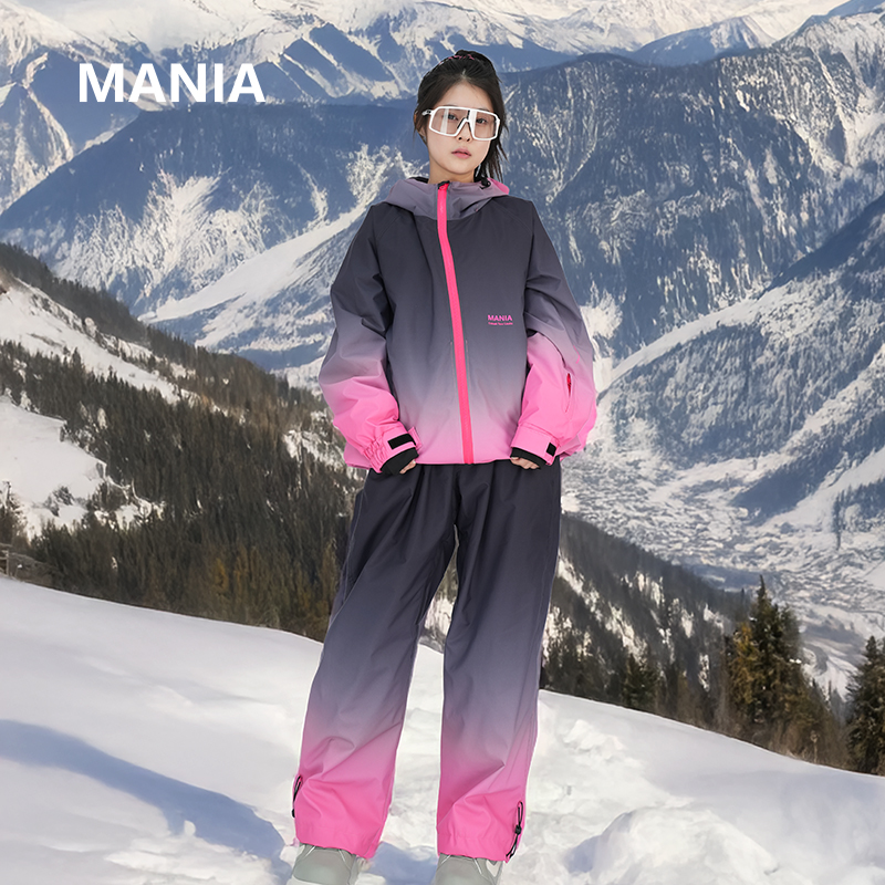 MANIA滑雪服女套装渐变多巴胺防风3L防水保暖耐磨单双板滑雪装备