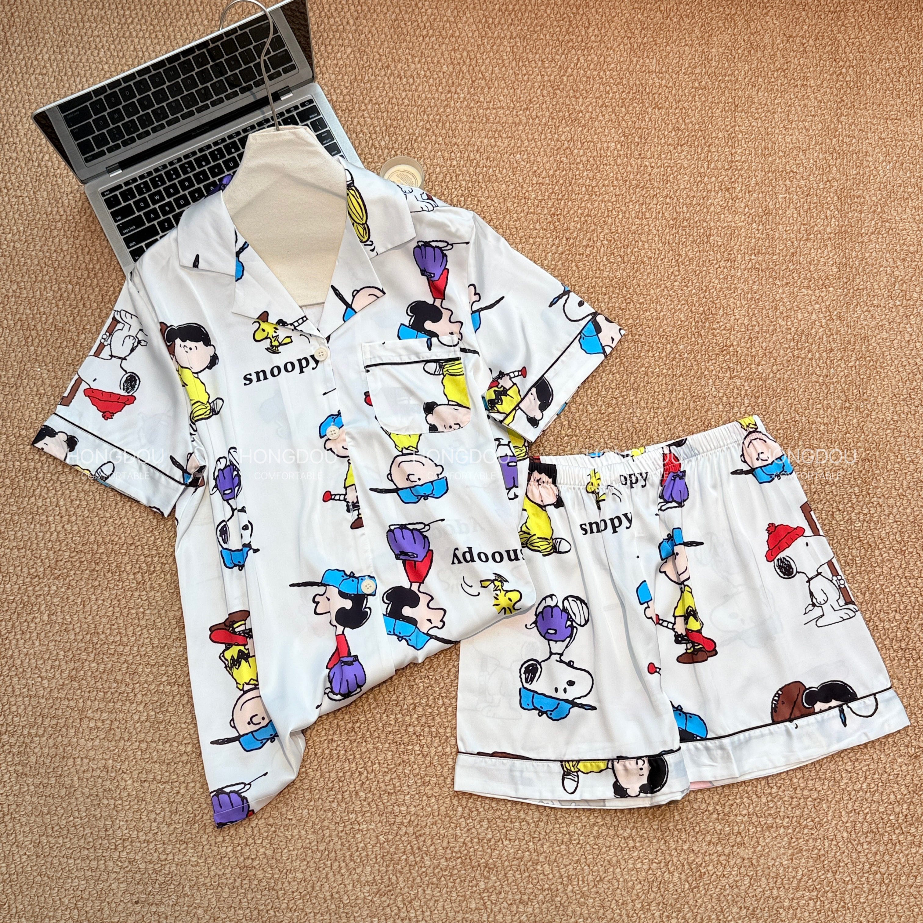 蜡笔小新卡通夏季短袖短裤家居服睡衣套装-9339