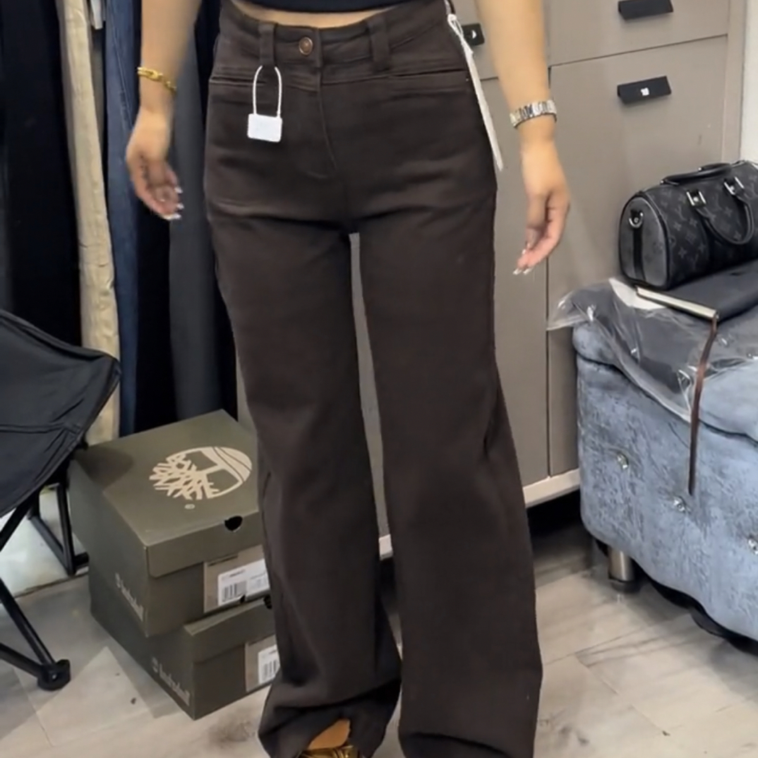 兰卡家秋冬抓绒高腰直筒裤