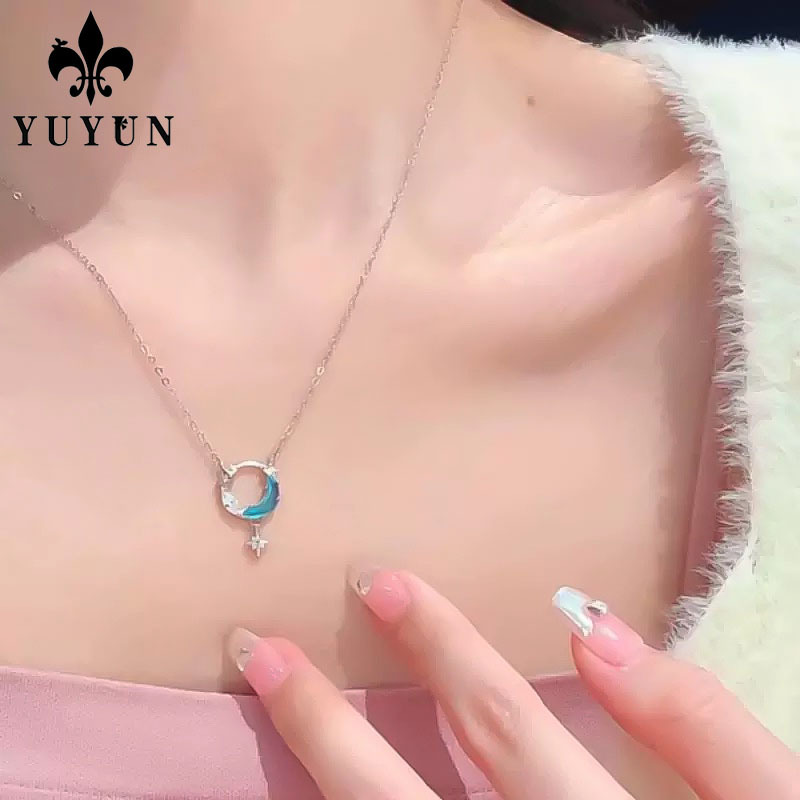 坠链均925银合成锆石 轻奢潮流925纯银逐梦星河几何吊坠女个性锁