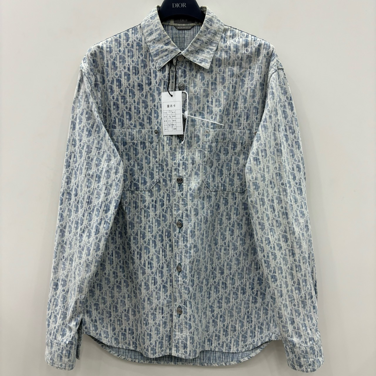 DIOR 迪奥/Oblique满印花牛仔布长袖衬衫/尺码37/99新/编号7020