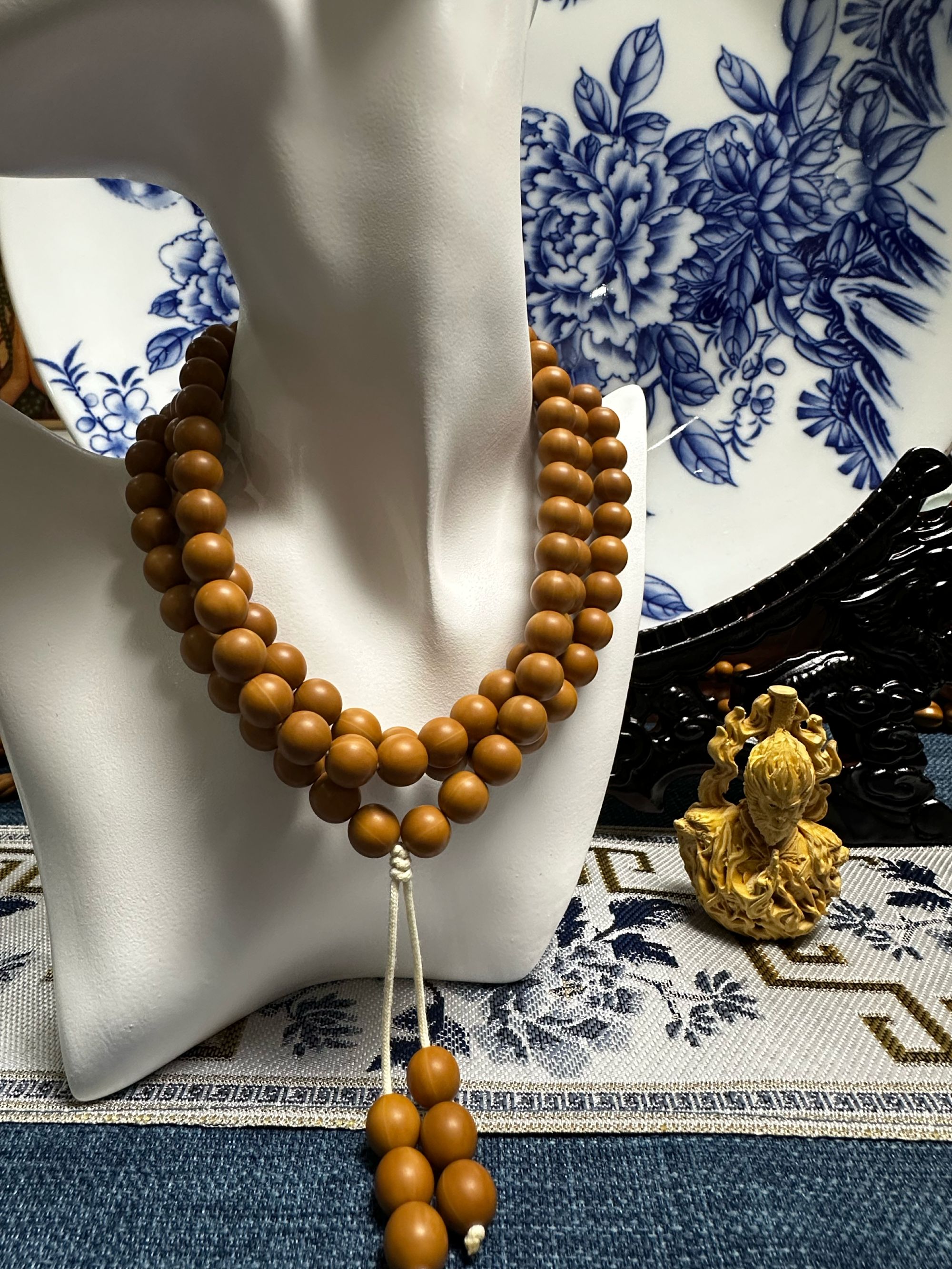 正圆光珠108脖挂猴头文玩手串猴头雕刻