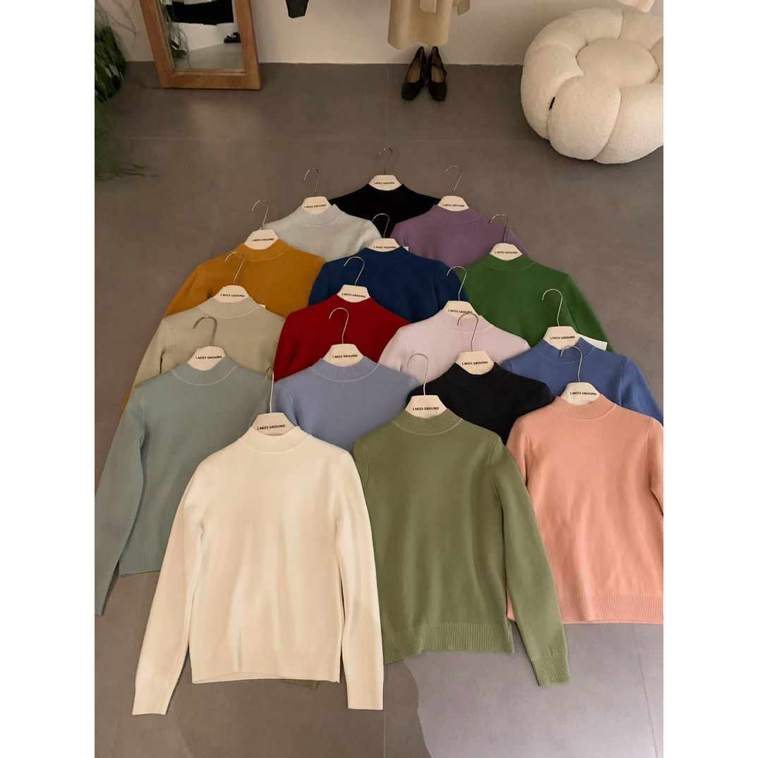 imiss@01273 韩系百搭加厚一体绒半高领针织衫 12-10