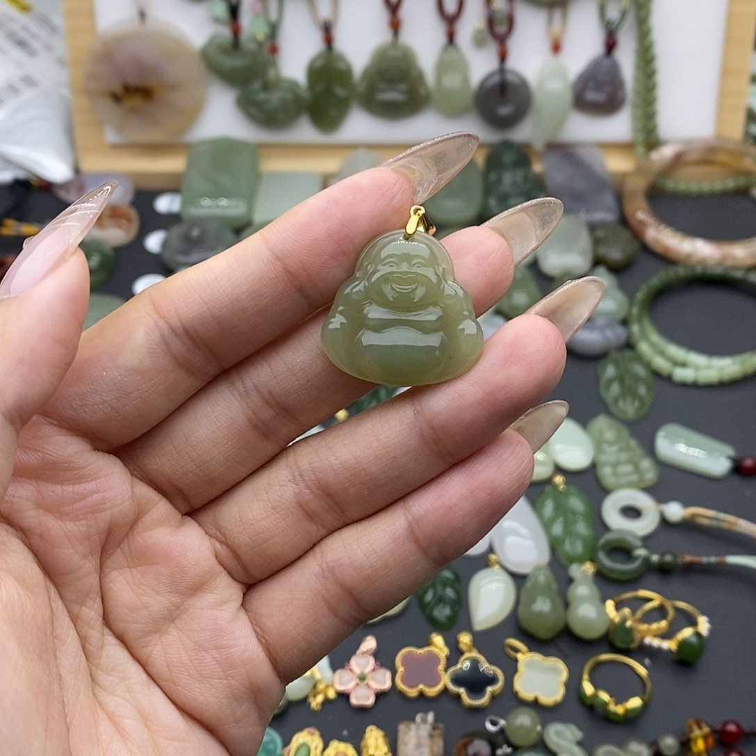 和田玉吊坠(不含链)银S925镶嵌