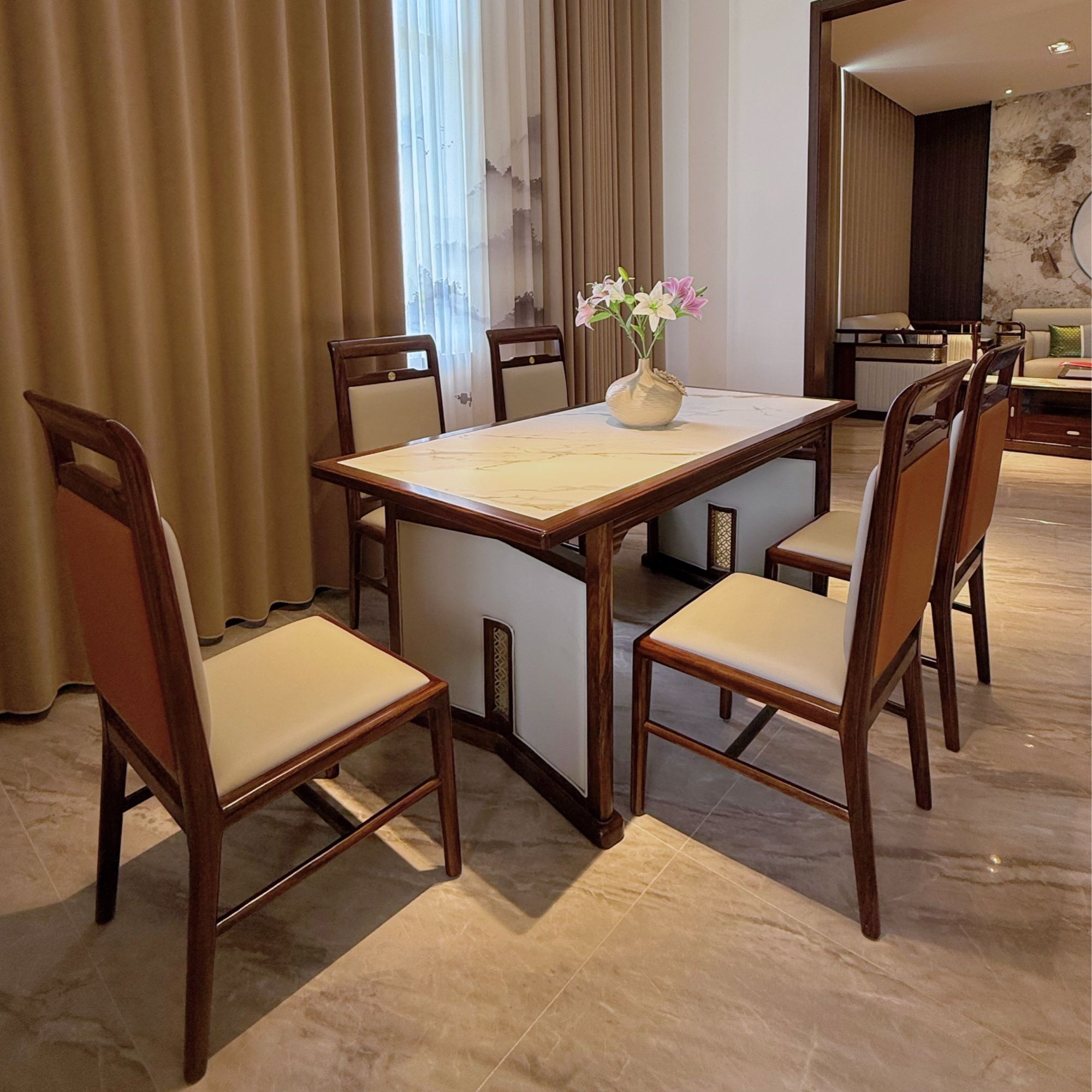 固沐家具古典新中式爱里古夷苏木长餐桌轻奢现代实木