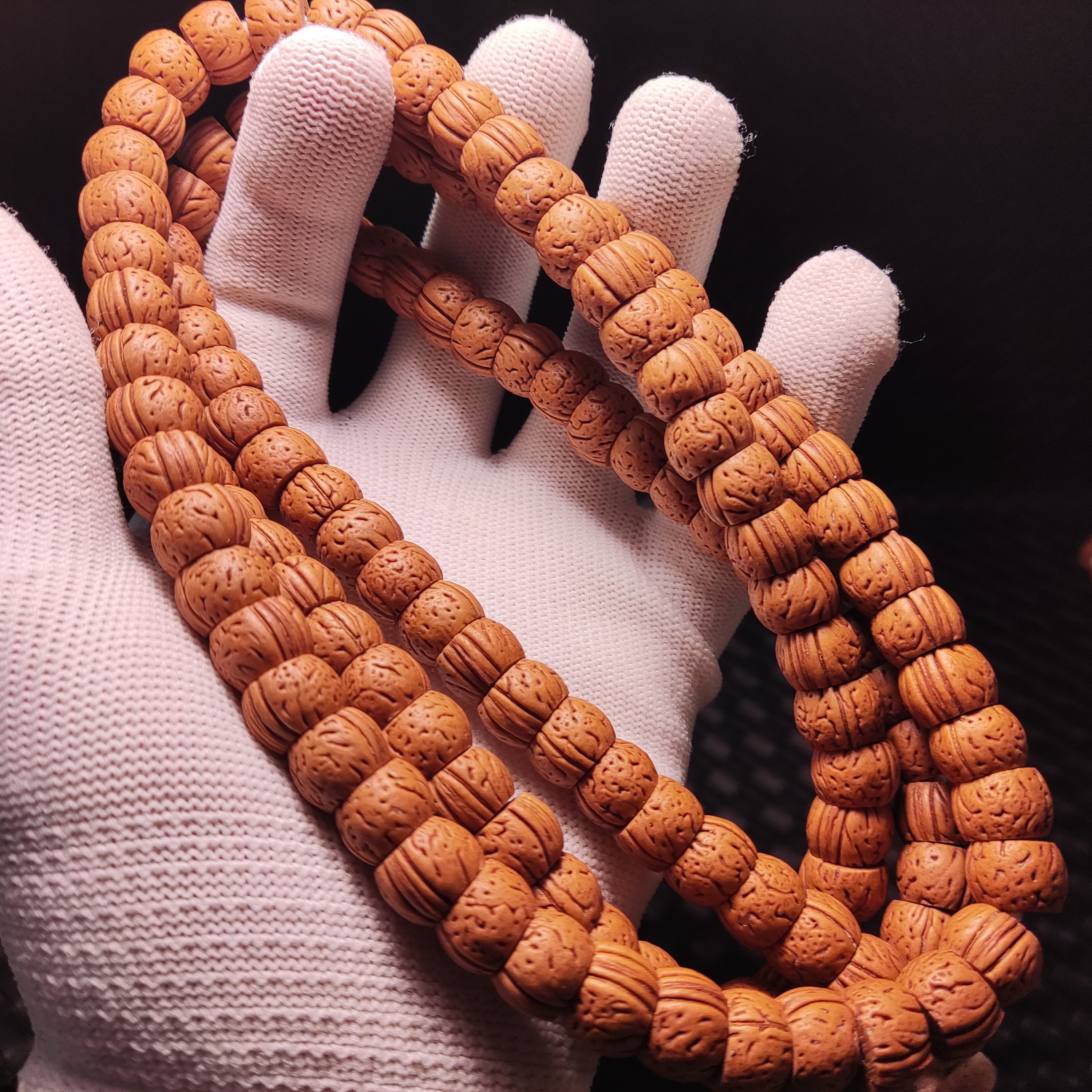 老树油皮117MM 脑纹桃核脖挂132颗