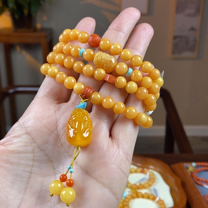 琥珀手链未镶嵌感*蜜蜡手串7.