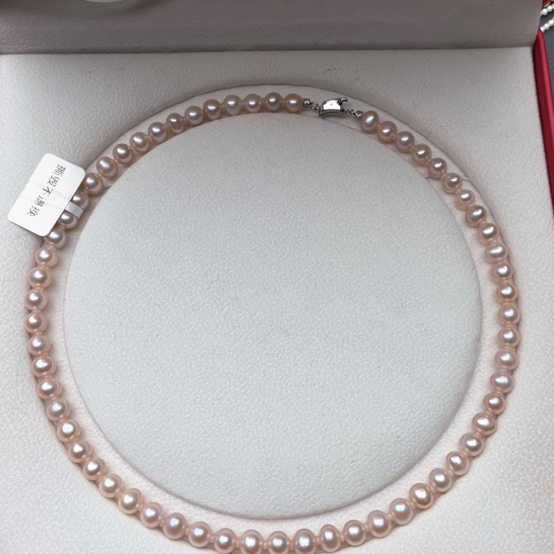 淡水珍珠颈饰银S925镶嵌7-8mm