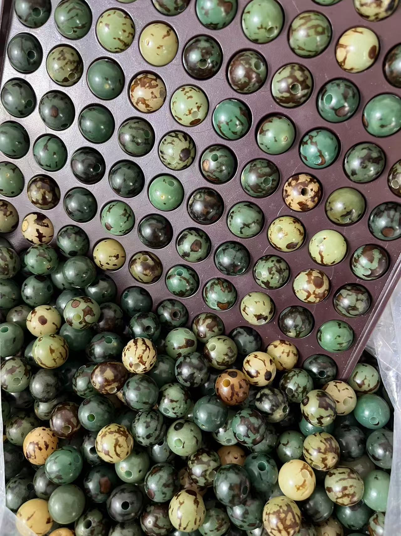 正宗天然菩提果散装菩提珠佛珠项链手串配件散珠带孔挂饰绿虎斑