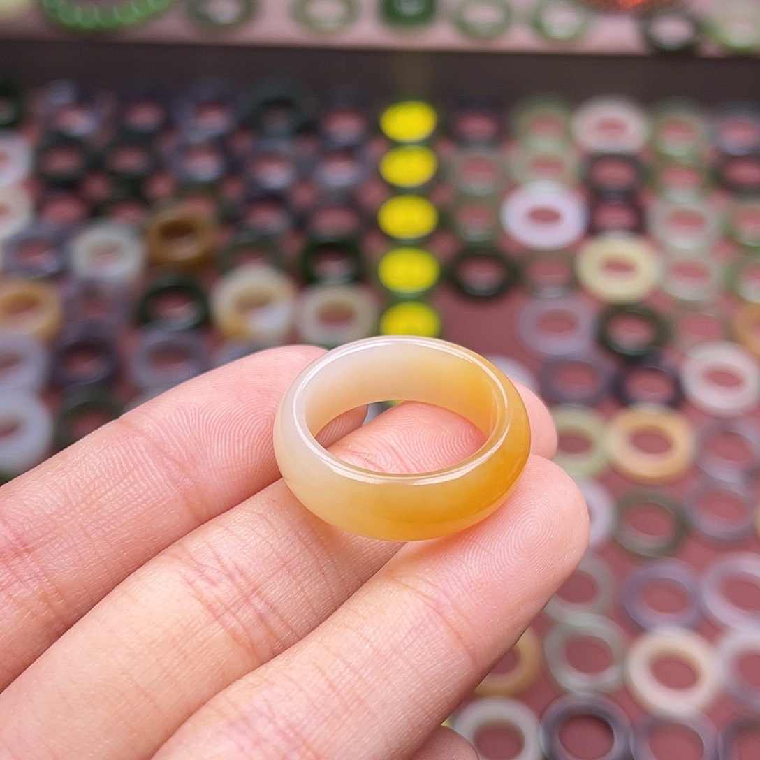 和田玉戒指未镶嵌18.4 橘糖渐变