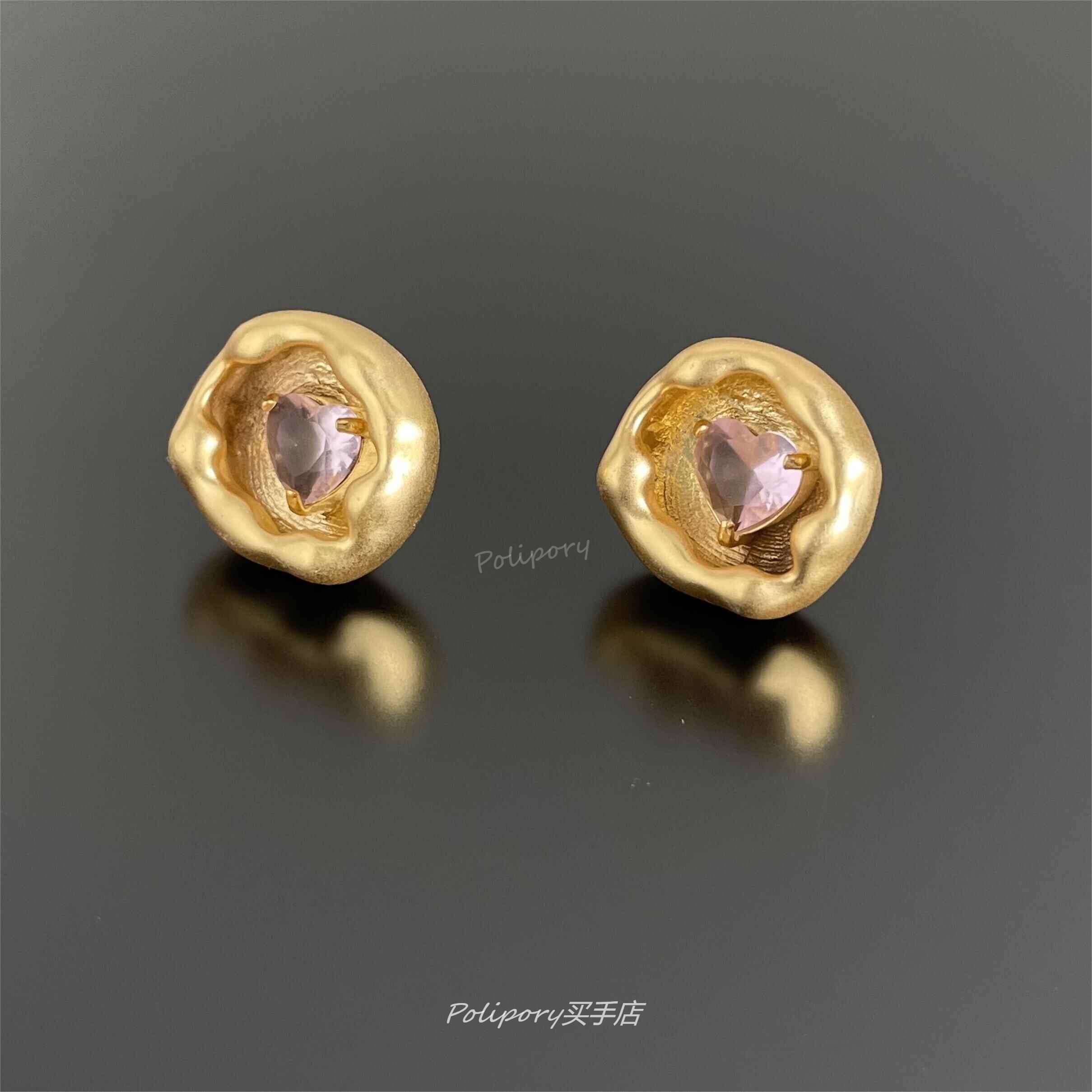 合金合成锆石耳饰 法式轻奢耳钉DP1476