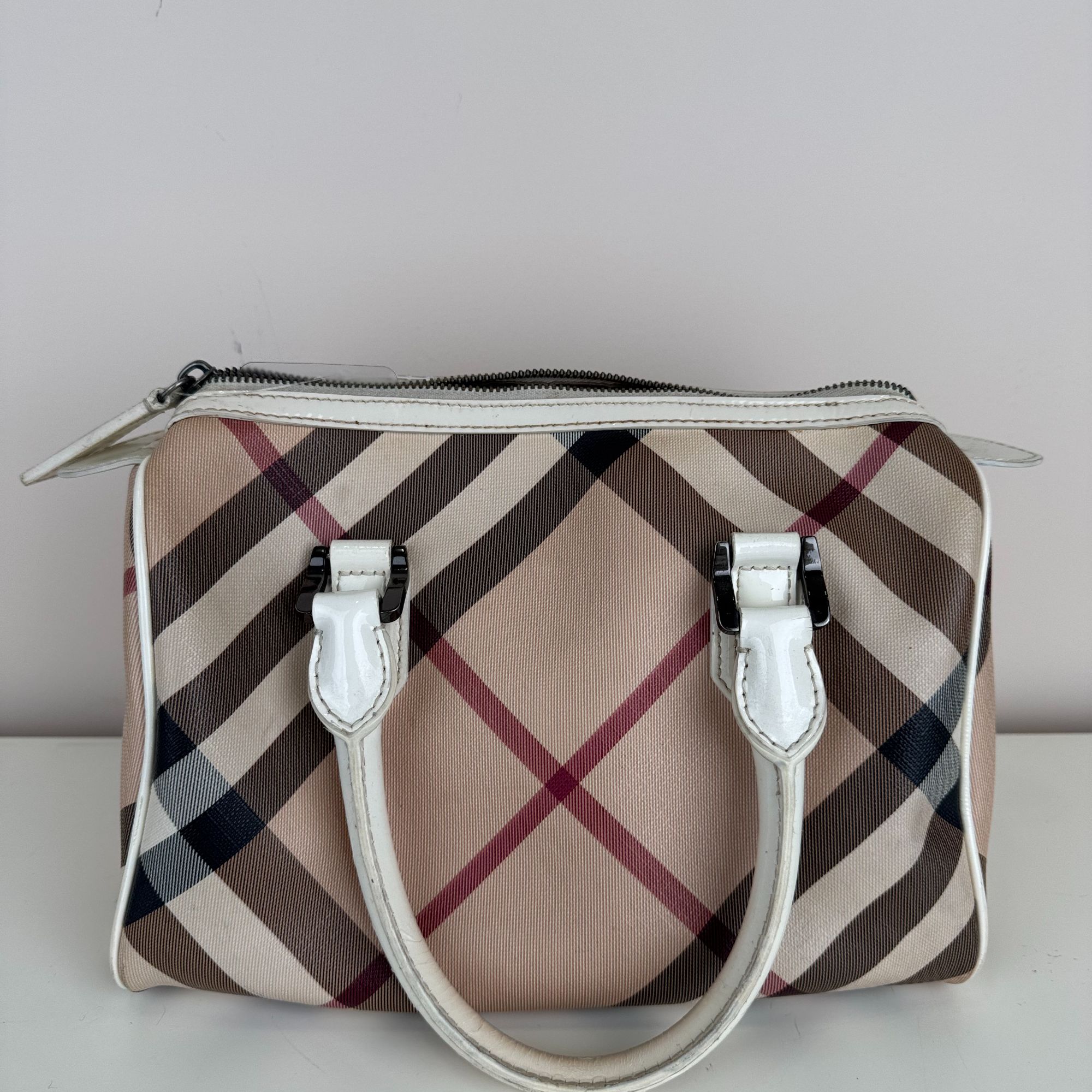 95新 BURBERRY/博柏利 格纹波士顿手提包X569181