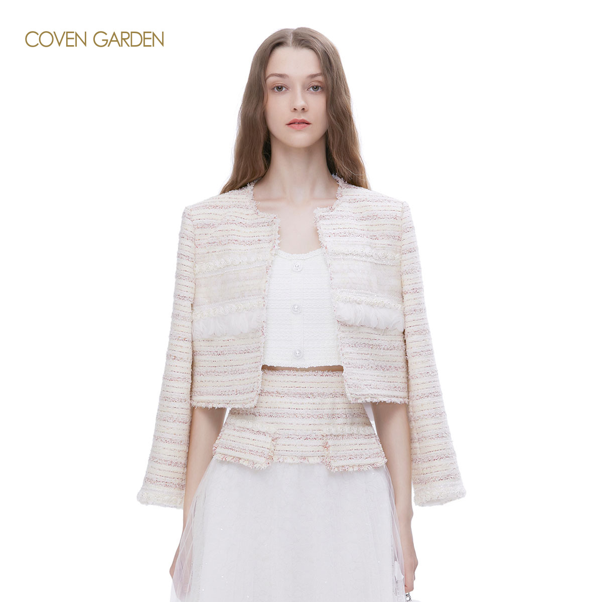 【达人专属】哥文花园小香风法式编织呢轻奢短外套CTA1042130