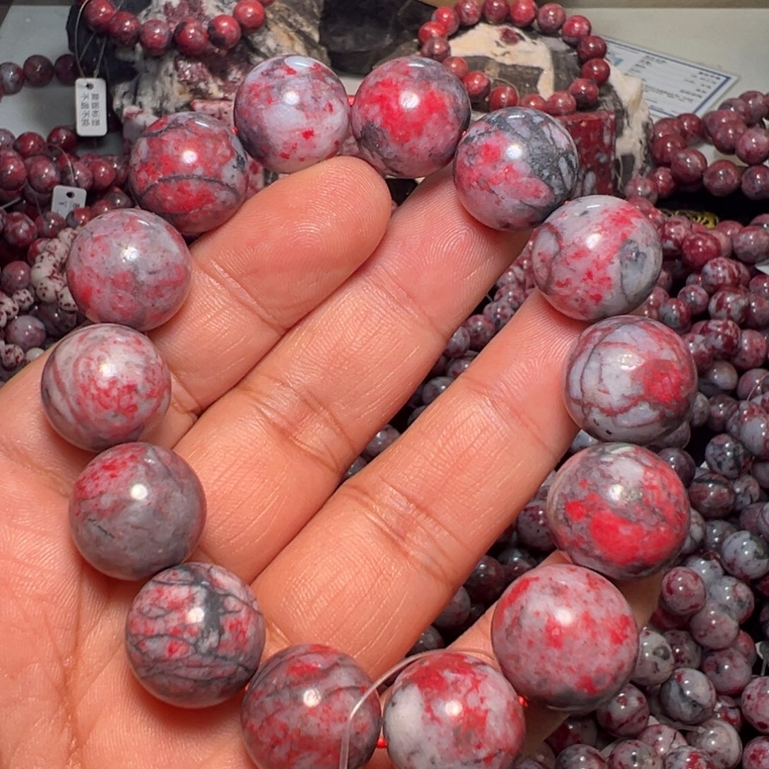 山***程天然辰砂原石手串