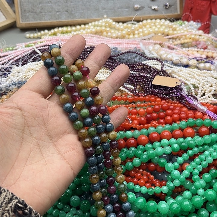 玛瑙/玉髓珠宝半成品未镶嵌一条8mm碧玺