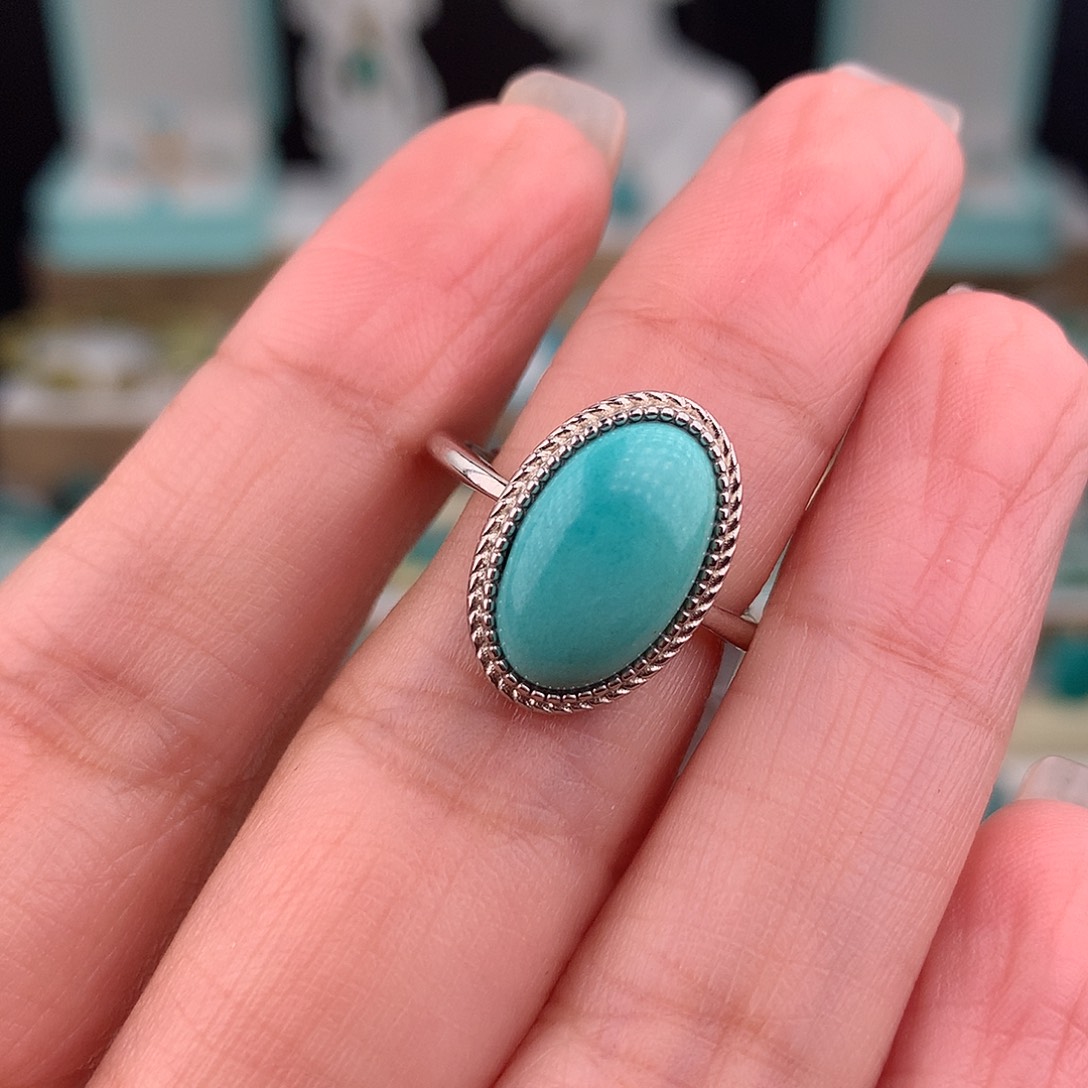 绿松石银S925镶嵌戒指