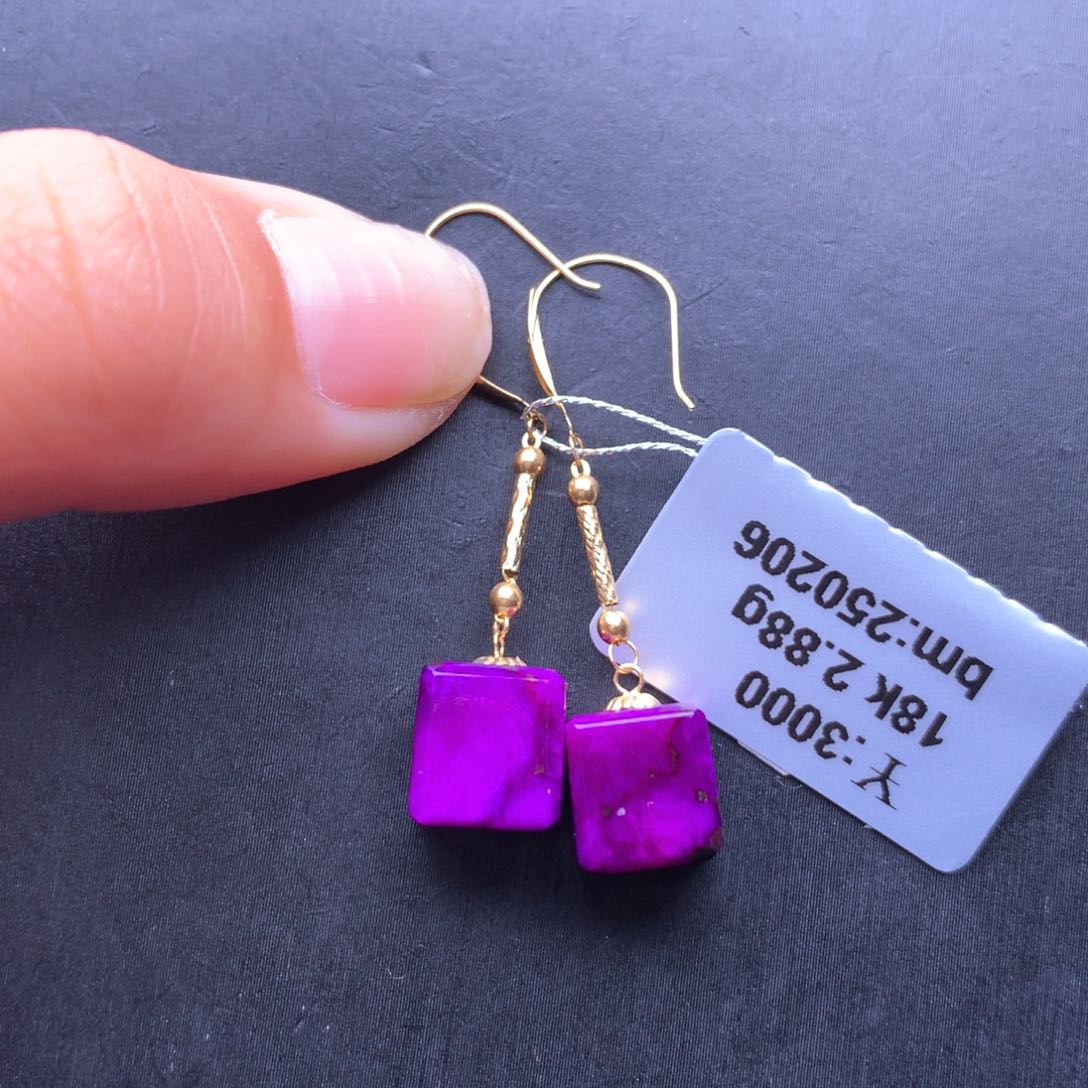 苏纪石（舒俱来）耳坠18K金镶嵌