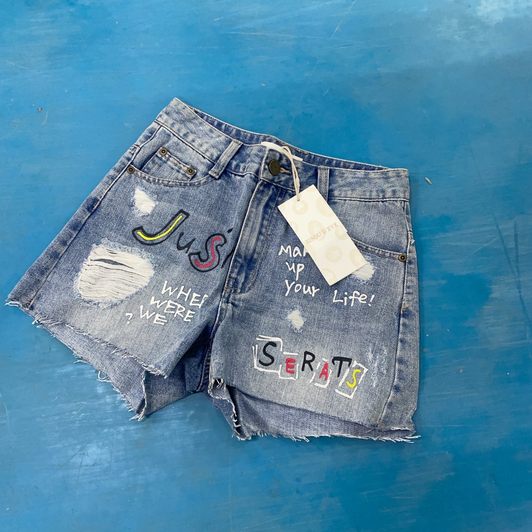 碧家 牛仔涂鸦短裤 05100228