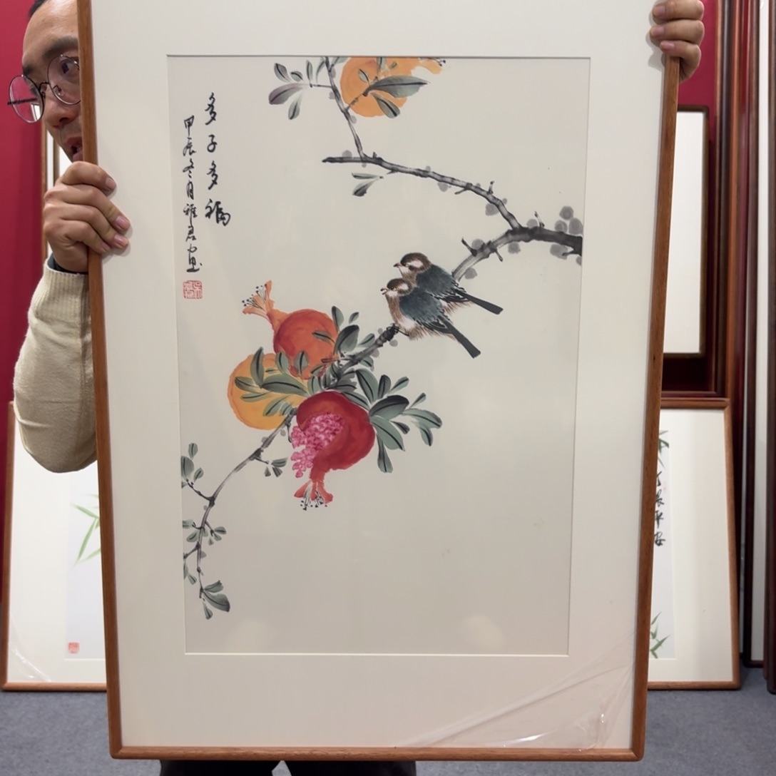 国画带框绘画90/60尺寸