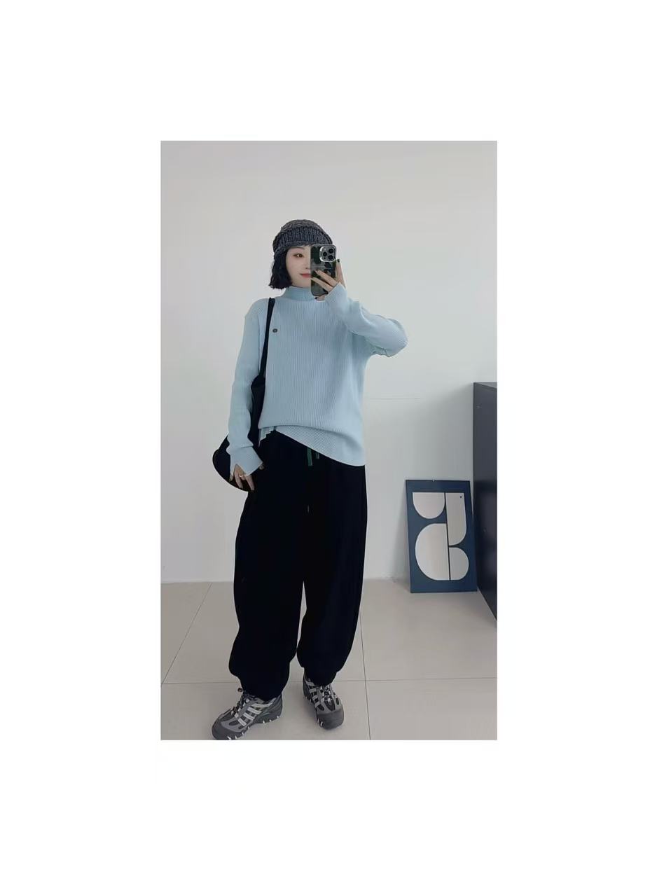 【开叉】【半高领】显瘦软糯半高领针织毛衣788