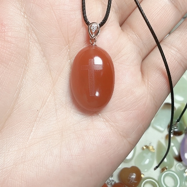 南红玛瑙颈饰银S925镶嵌