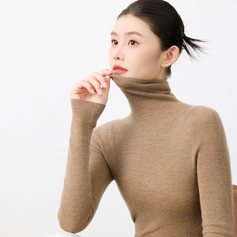【扬子纱】高领精仿羊毛打底衫女内搭秋冬堆领上衣长袖T恤新款显瘦