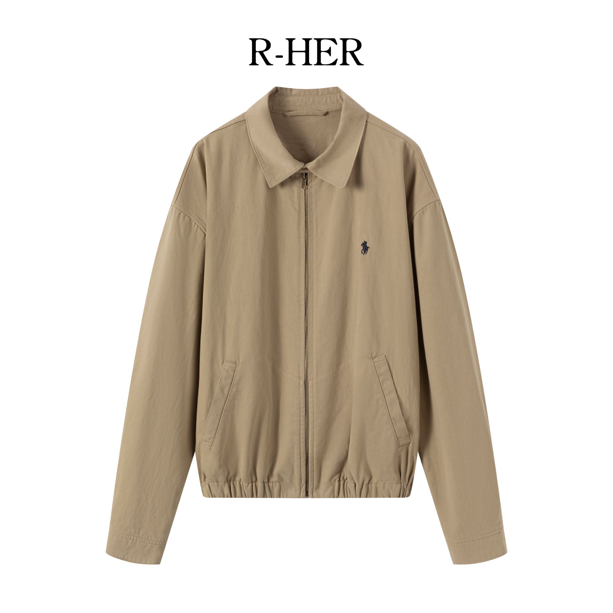 R-HER【漫游卡其外套】夏季新款老钱风松弛感女装春秋运动休闲上衣