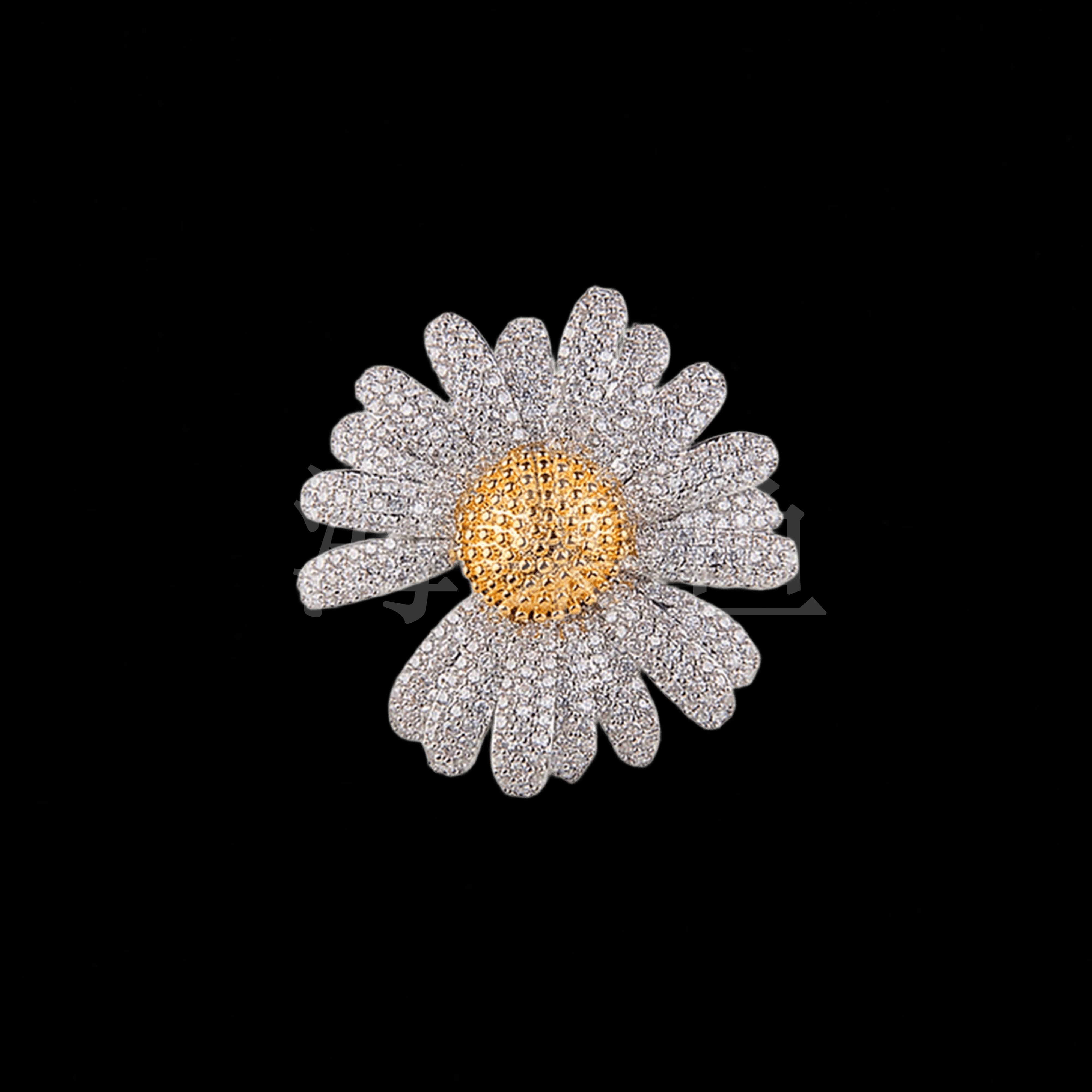 铜合金合成锆石胸针 时尚气质百搭密镶银色小雏菊胸针6390